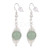 Round Natural Stone Braided Dangle Earrings EJEW-JE04844-3