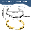 SUNNYCLUE 2Pcs 2 Colors 304 Stainless Steel Grooved Open Cuff Bangles Set for Women BJEW-SC0001-17-2