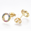 Brass Micro Pave Cubic Zirconia Ear Studs EJEW-S201-47-1