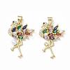 Rack Plating Brass Micro Pave Colorful Cubic Zirconia Charms ZIRC-C041-15G-2