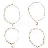 4Pcs 4 Style Natural Shell & Imitation Pearl Beaded Necklaces Set NJEW-AN0001-53-1