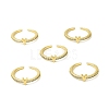 Clear Cubic Zirconia Initial Letter Open Cuff Ring RJEW-H120-09G-Y-4