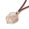 Brass Bar Link Chains Macrame Pouch Empty Stone Holder for Pendant Necklace Making NJEW-JN04488-01-5