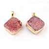 Electroplated Natural Dyed Druzy Quartz Pendants G-I251-02G-3