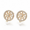 Brass Micro Pave Clear Cubic Zirconia Stud Earring Findings X-KK-T051-49G-NF-1