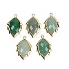 Natural Green Strawberry Quartz Faceted Leaf Pendants G-I375-04G-15-1