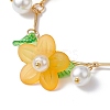 Acrylic Flower & Glass Pearl Charm Bracelets BJEW-JB10054-05-3
