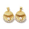 Brass Clear Cubic Zirconia Pendants KK-B047-18G-2