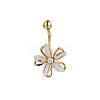 Flower Brass Cubic Zirconia Curved Barbell Belly Rings FS-WG56D26-01-2