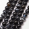 Natural Black Agate Bead Strands X-G-K166-13-8mm-05-1