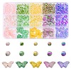 410Pcs 15 Style Transparent Spray Painted Glass Beads GLAA-YW0001-81-1
