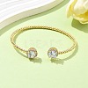 Round Brass Micro Pave Cubic Zirconia Cuff Bangles & Rings Sets for Women SJEW-R002-01G-02-3