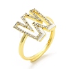 Mixed Color Enamel Initial Letter Adjustable Ring with Clear Cubic Zirconia RJEW-P045-01G-W-5