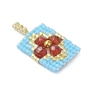 Beaded Rectangle Charms PALLOY-MZ01149-4