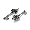Key Brass Natural Black Agate Big Pendants KK-D361-01AS-20-2