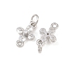 Brass Pave Clear Cubic Zirconia Cross Links Connector Charms KK-G544-16P-2