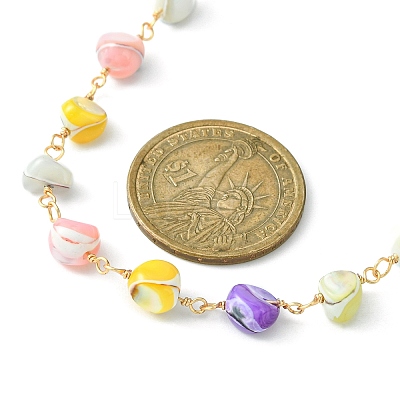 Natural Shell Nugget Beaded Chain Necklaces NJEW-JN04358-1