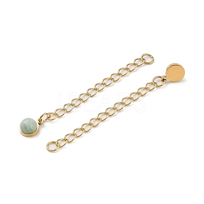 Ion Plating(IP) 316 Surgical Stainless Steel Curb Chain Extender with Natural  Amazonite Round Charm STAS-A097-01G-02-1