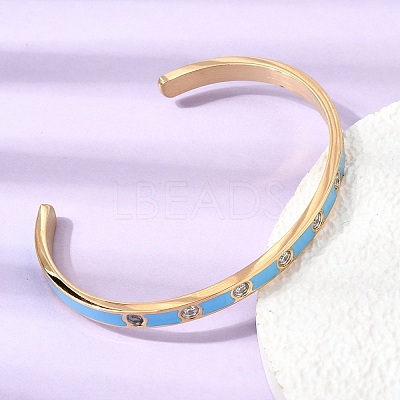 304 Stainless Steel Pave Clear Cubic Zirconia Open Cuff Bangles for Women SA-CBAC920-16G-1