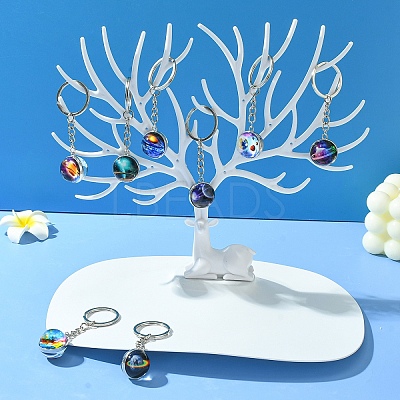Round Glass Beads Keychain KEYC-YW00066-01-1