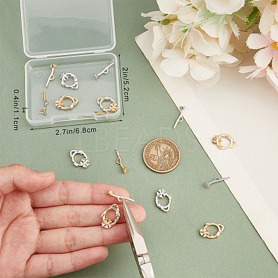 10Pcs 2 Colors Eco-friendly Brass Toggle Clasps KK-BBC0025-30-1