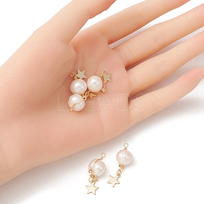 Natural Cultured Freshwater Pearl Copper Wire Wrapped Pendants PALLOY-YW0001-40-1