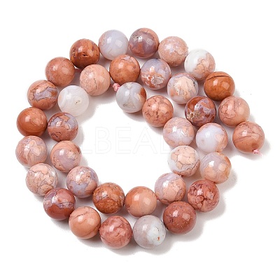Natural Pink Agate Beads Strands G-K350-C02-10mm-1