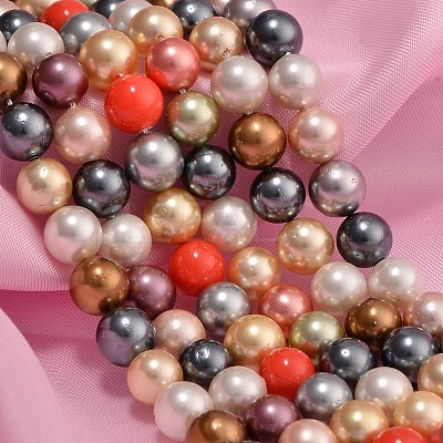 Shell Pearl Colorful Beads Strands X-BSHE-F013-14M-8mm-1
