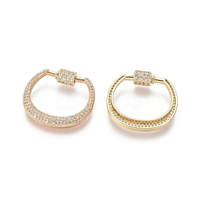 Brass Micro Pave Cubic Zirconia Screw Carabiner Lock Charms ZIRC-I031-21G-1