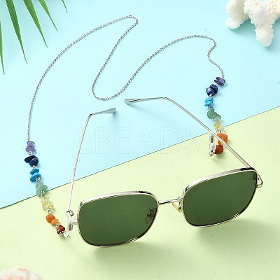 Natural Mixed Gemstone Chips Beaded Eyeglasses Chains GG-CJ724D-P-1