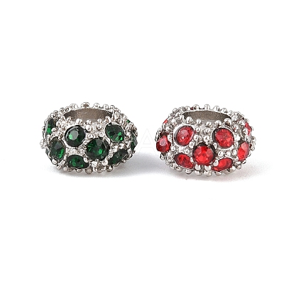 Platinum Plated Alloy Grade A Rhinestone European Beads CPDL-J022-11x6mm-P-1