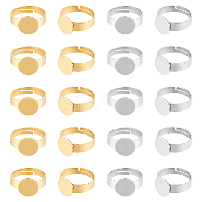 20Pcs 2 Styles Adjustable 304 Stainless Steel Finger Rings Components STAS-UN0057-19A-1
