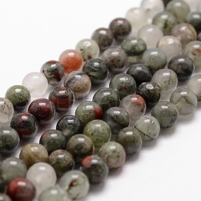 Natural African Bloodstone Beads Strands G-G735-32-10mm-1