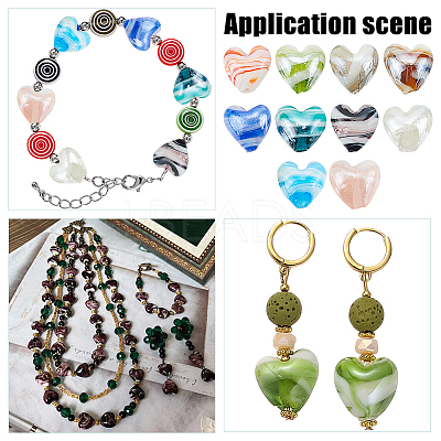 50Pcs 10 Colors Handmade Lampwork Beads LAMP-WR0001-01-1