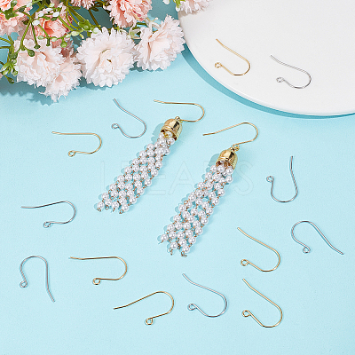 100Pcs 2 Colors 304 Stainless Steel Earring Hooks STAS-UN0053-63-1