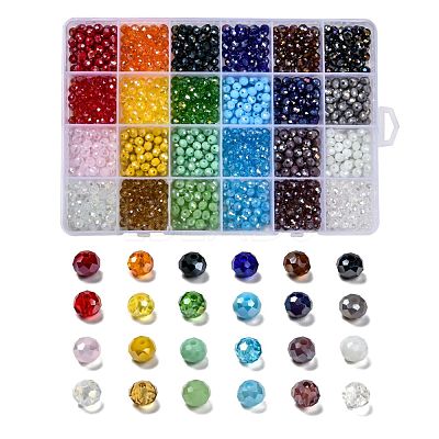 24 Colors Electroplate Glass Beads EGLA-X0006-04B-6mm-1