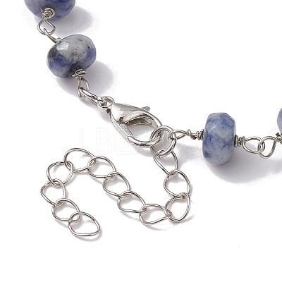 Natural Blue Spot Jasper Rondelle Beads Link Bracelets for Women BJEW-JB10262-03-1