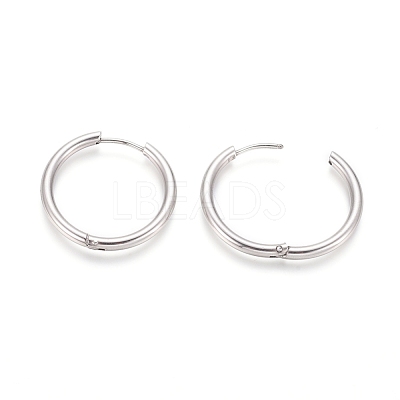Tarnish Resistant 304 Stainless Steel Huggie Hoop Earrings EJEW-F111B-25mm-P-1