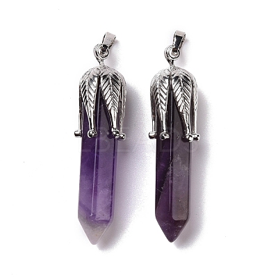 Natural Amethyst Big Pointed Pendants G-E059-03AS-04-1
