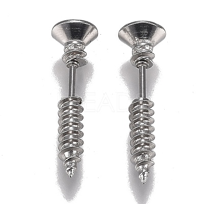 PVD Vacuum Plating 304 Stainless Steel Unisex Punk Hip-hop Rock Nail Shape Screw Pierced Stud Earrings EJEW-F261-01A-1