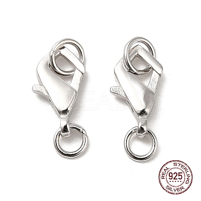 Anti-Tarnish Rhodium Plated 925 Sterling Silver Lobster Claw Clasps STER-D006-21P-1