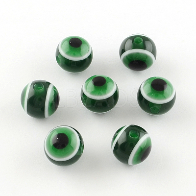 Round Evil Eye Resin Beads RESI-R159-6mm-09-1