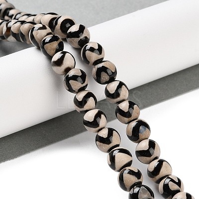 Natural Tibetan Wave Pattern dZi Agate Beads Strands G-B084-A02-02-1