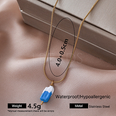 304 Stainless Steel Enamel Ice Cream Pendant Necklaces for Women FB4666-5-1