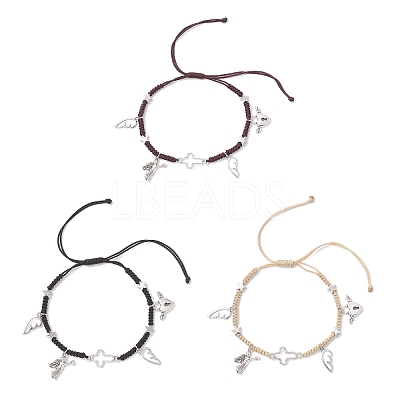 3Pcs 3 Colors Alloy Charm Bracelets BJEW-JB12628-1