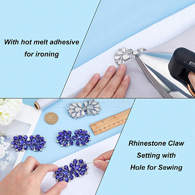 6Pcs Flower Glass Rhinestone Cabochons DIY-FG0010-18C-1