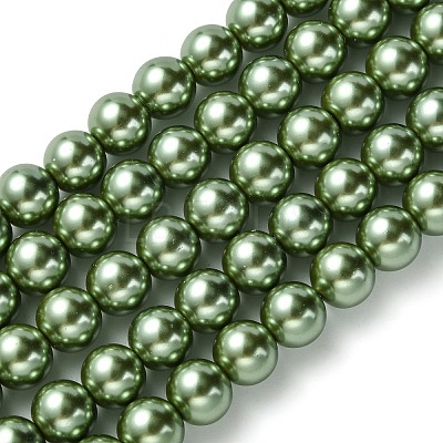 Eco-Friendly  Dyed Glass Pearl Round Bead Strands HY-A002-8mm-RB025-1