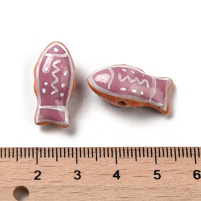 Handmade Printed Porcelain Beads PORC-E015-17E-1