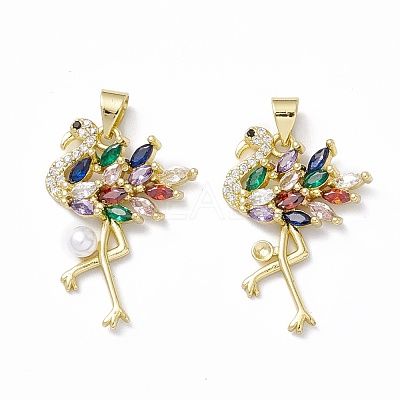 Rack Plating Brass Micro Pave Colorful Cubic Zirconia Charms ZIRC-C041-15G-1