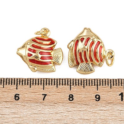 Brass Enamel Fish Pendants KK-I377-05G-B04-1